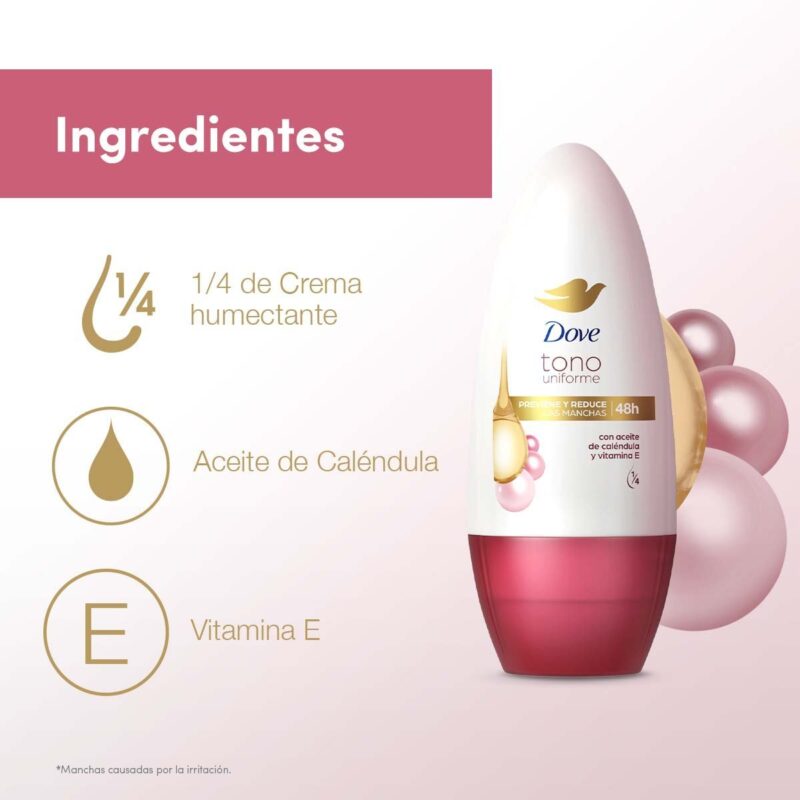 Desodorante Dove Roll On Mujer Tono Uniforme X 50 Gr