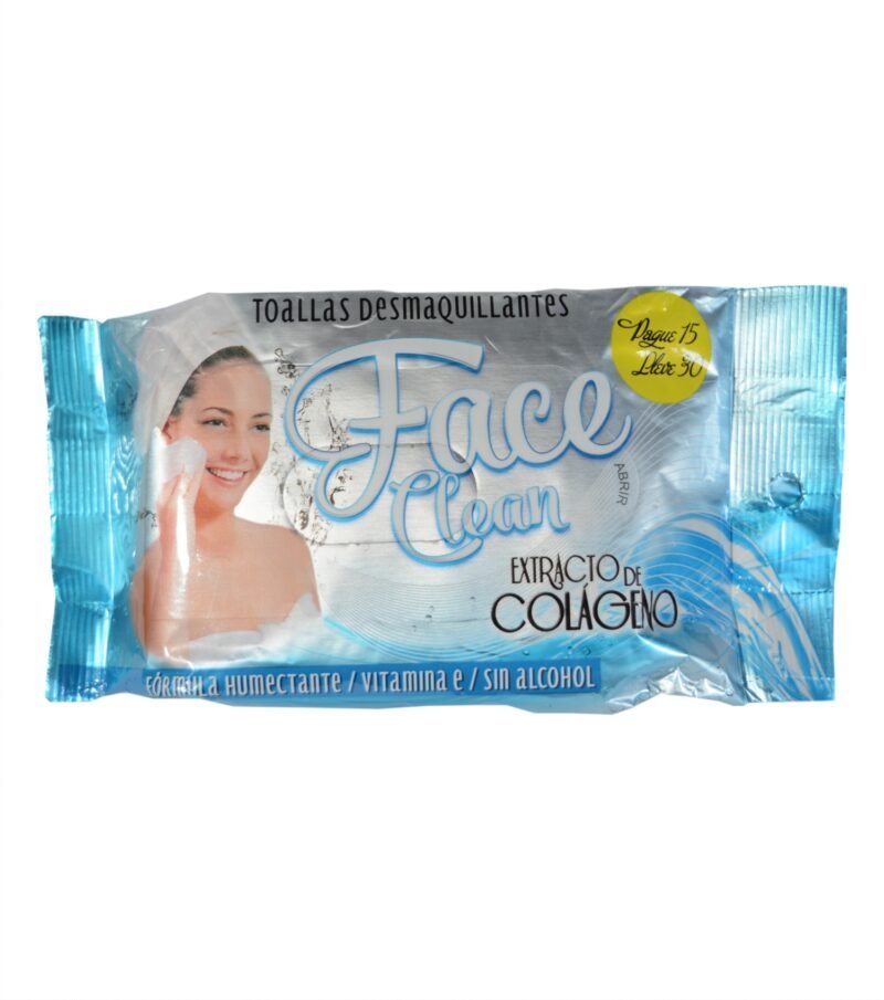 desmaqAz.jpg Toallas Desmaquilladoras Face Clean Colageno X 30 Unds