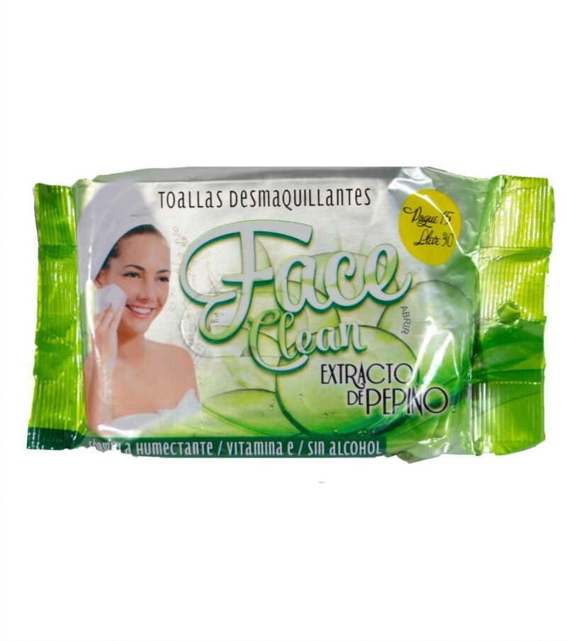 Toallas Desmaquilladoras Face Clean Pepino X 30 Unds